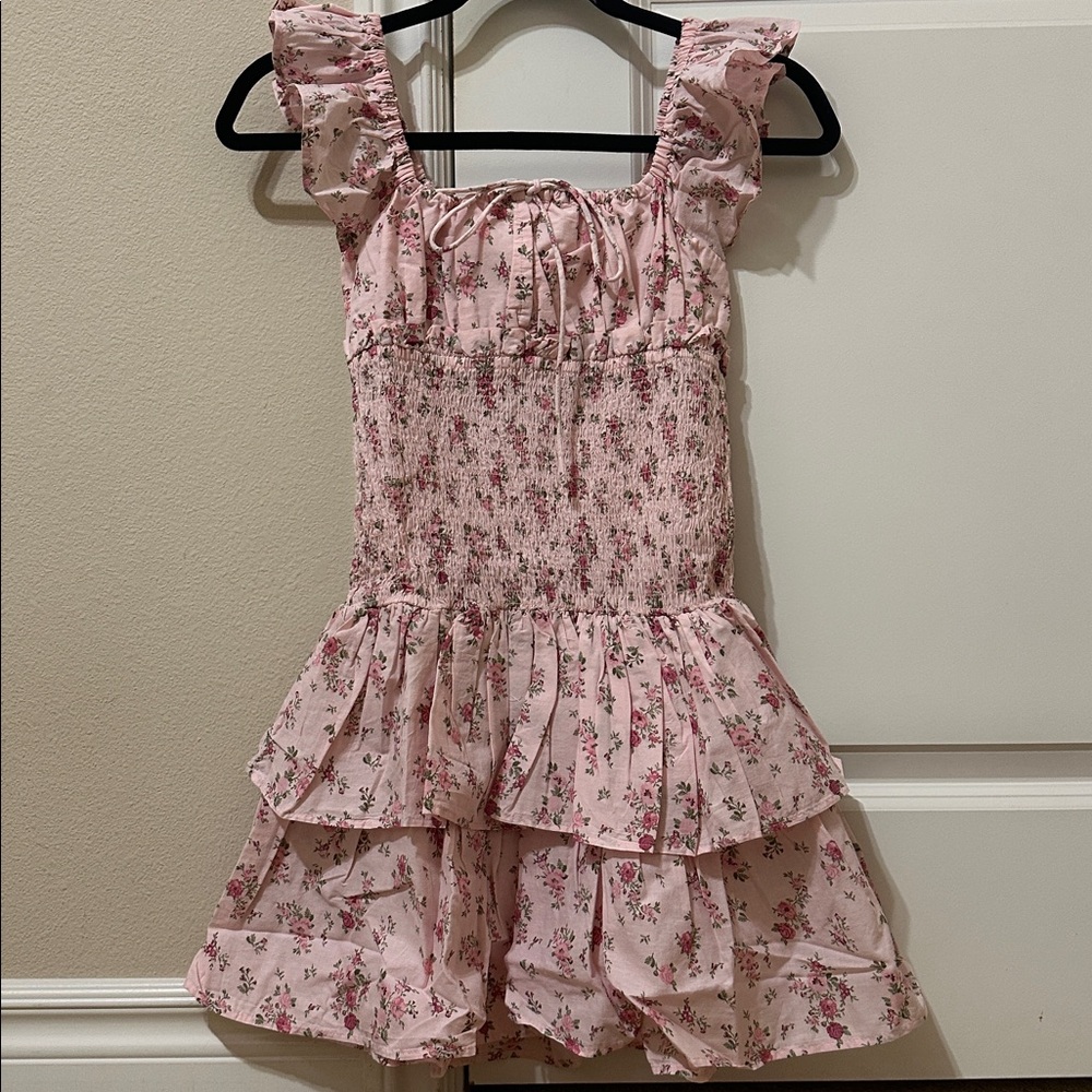 100% Cotton Pink Floral Flowy Dress NWT - Picture 1 of 3